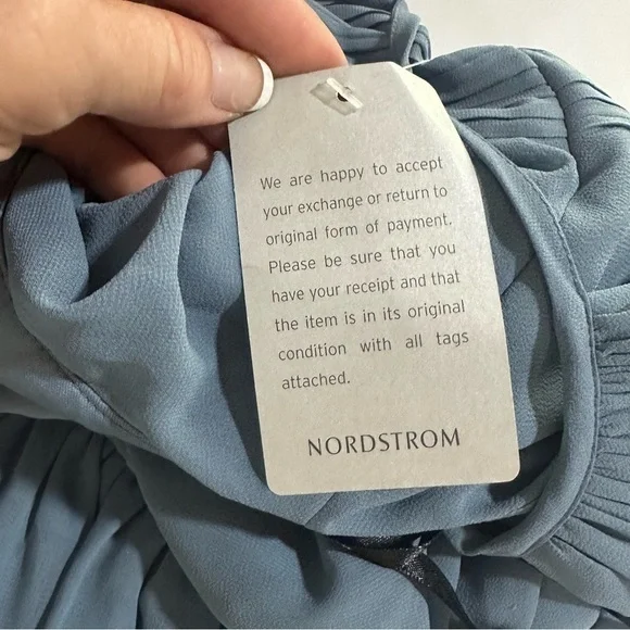 LEVKOFF Keyhole Neck Chiffon A-Line Blue Gown Size 10 NWT - Picture 7 of 8